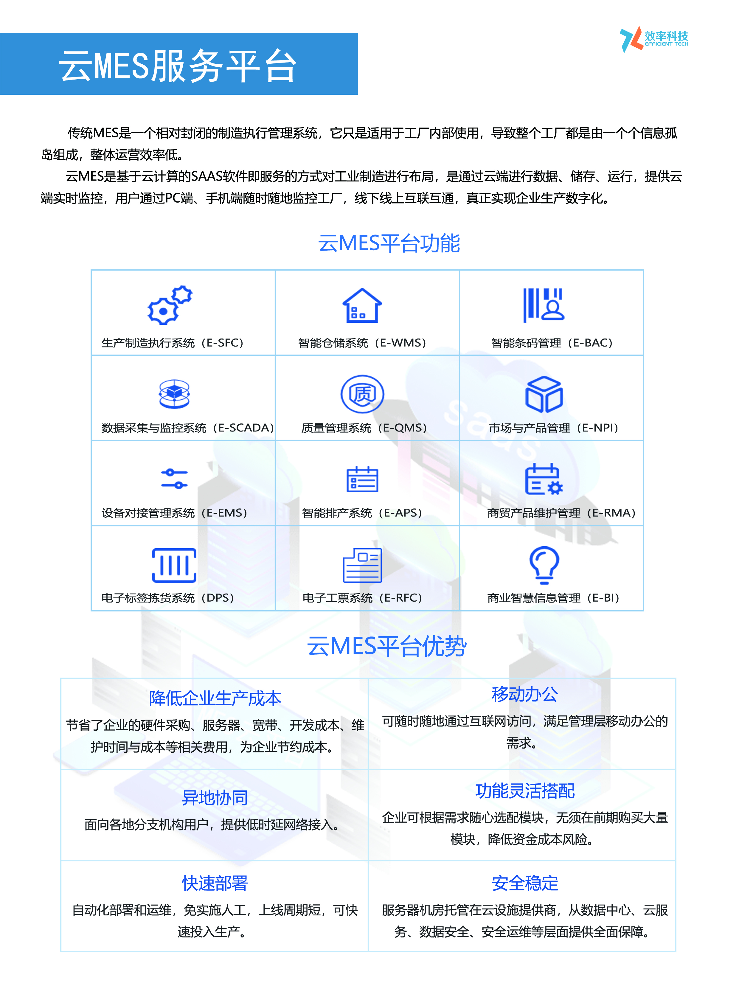 效率科技云mes服務平臺